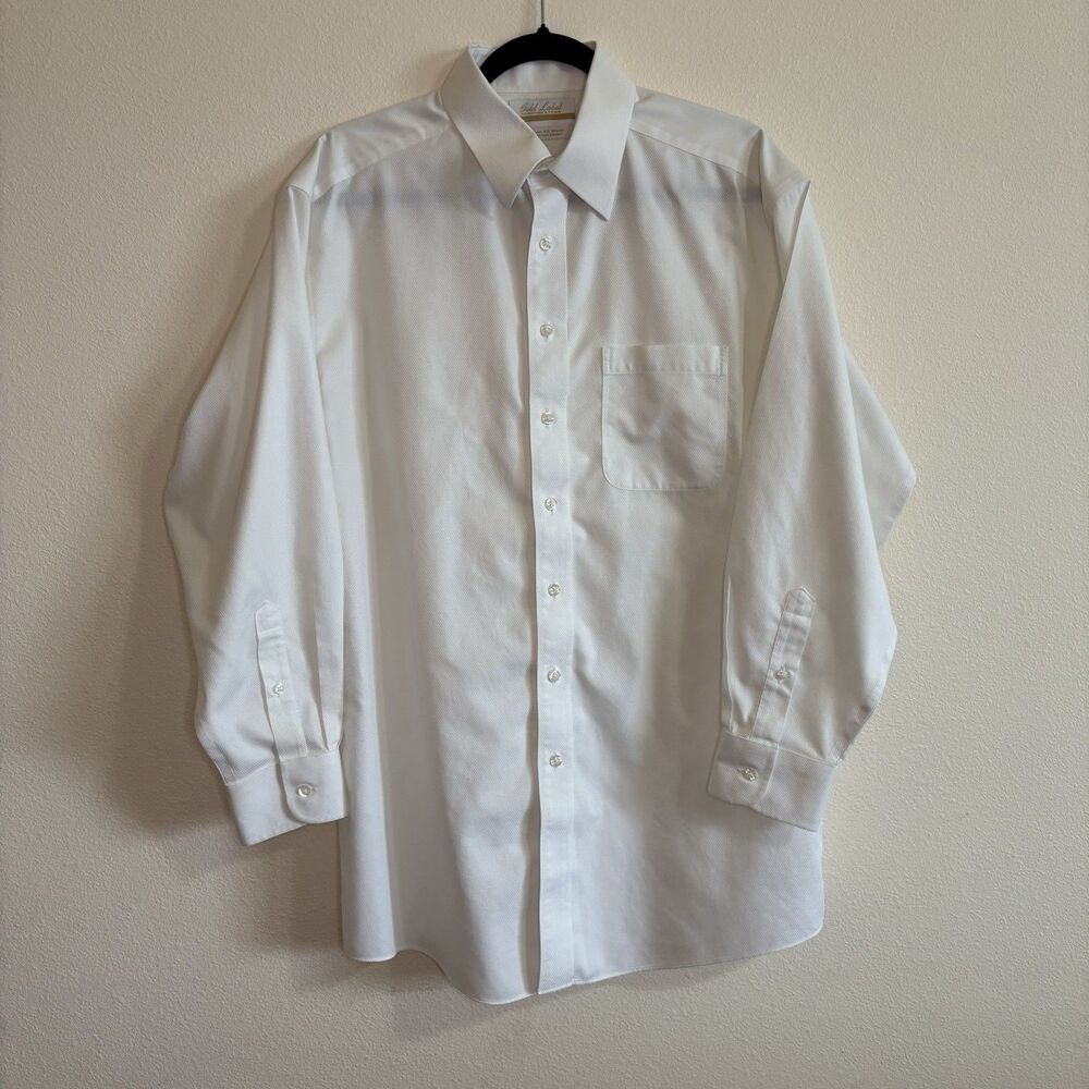 Gold Label Men's White Fitted Non-Iron Dress Shirt 16/33 Cotton Blend